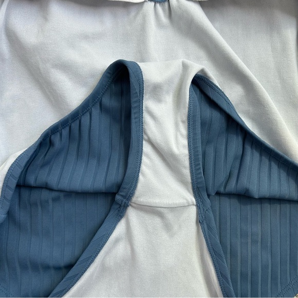 DAVINA Women’s 1-Piece Swimsuit Ribbed Blue Key-Hole Open Tie-Back Light Bra M - Picture 8 of 11